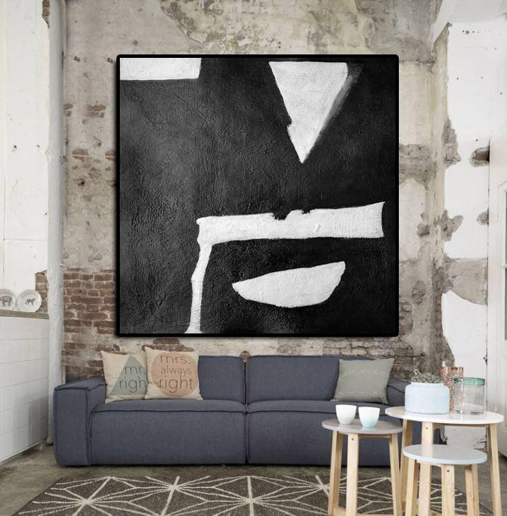 Minimal Black and White Painting #MN29A - Click Image to Close